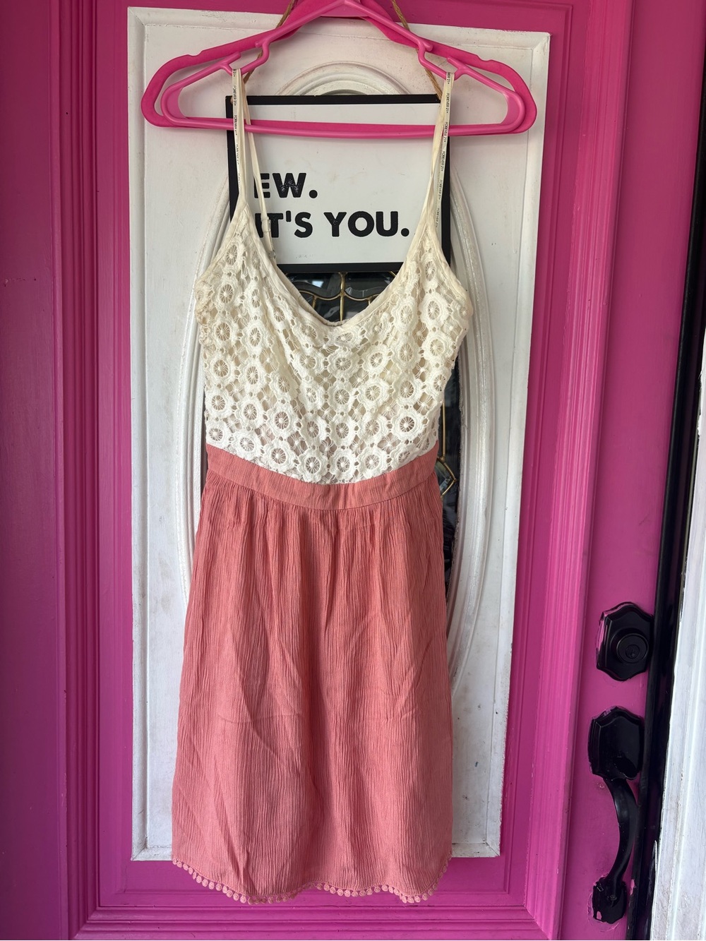 Forever 21 Cream Lace Top with Dusty Rose Skirt Dress